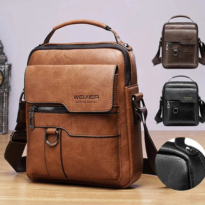Vintage PU Leather Men's Crossbody Business Bag