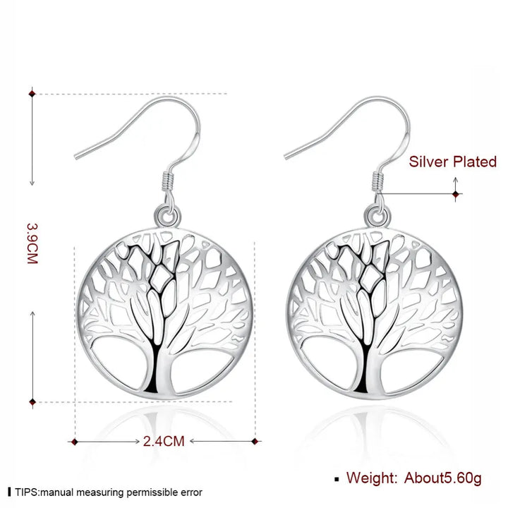 925 Sterling Silver Tree of Life Necklace & Earrings Set