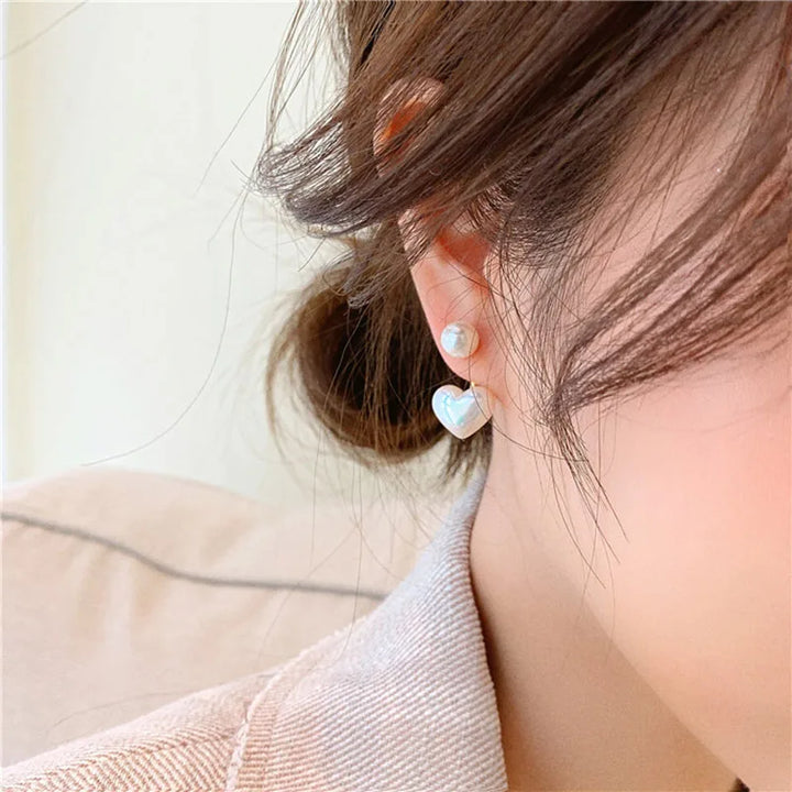 Heart Pearl Stud Earrings