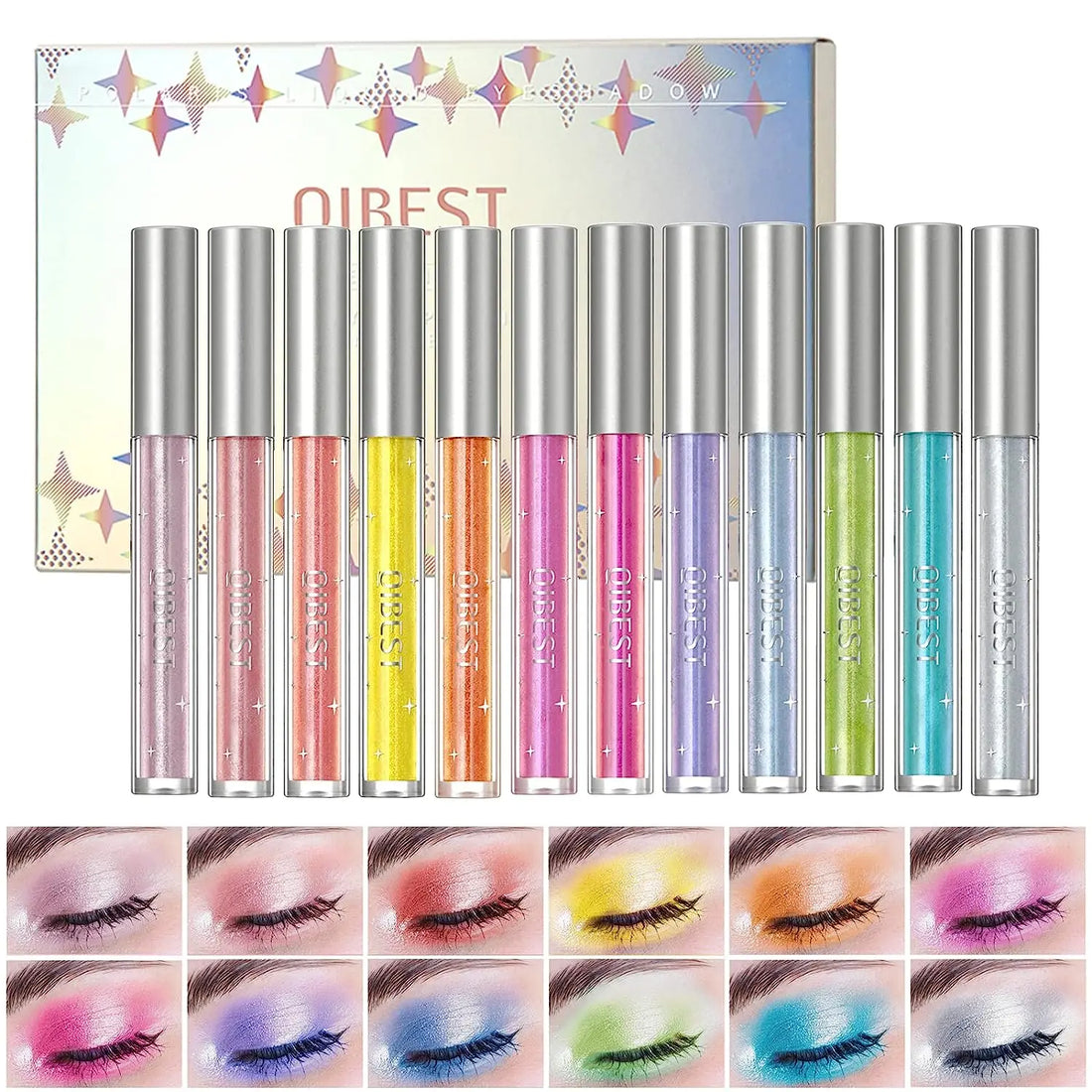 QIBEST Glitter Eyeshadow Set (12 Colors)