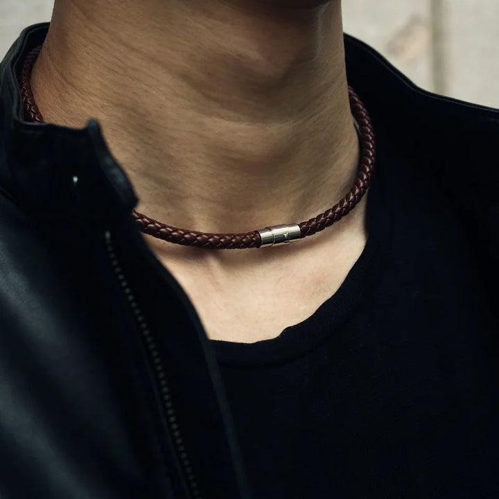Punk Leather Rope Chain Necklace