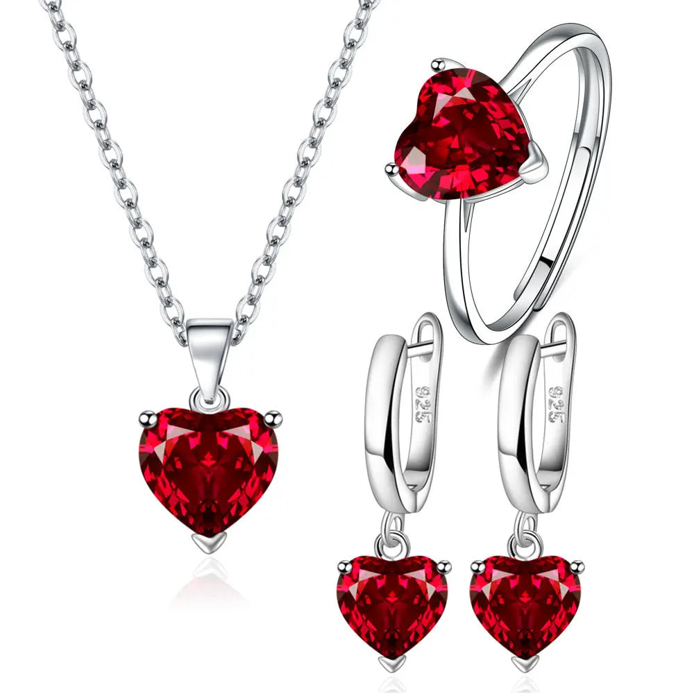 925 Silver Heart Jewelry Set for Women