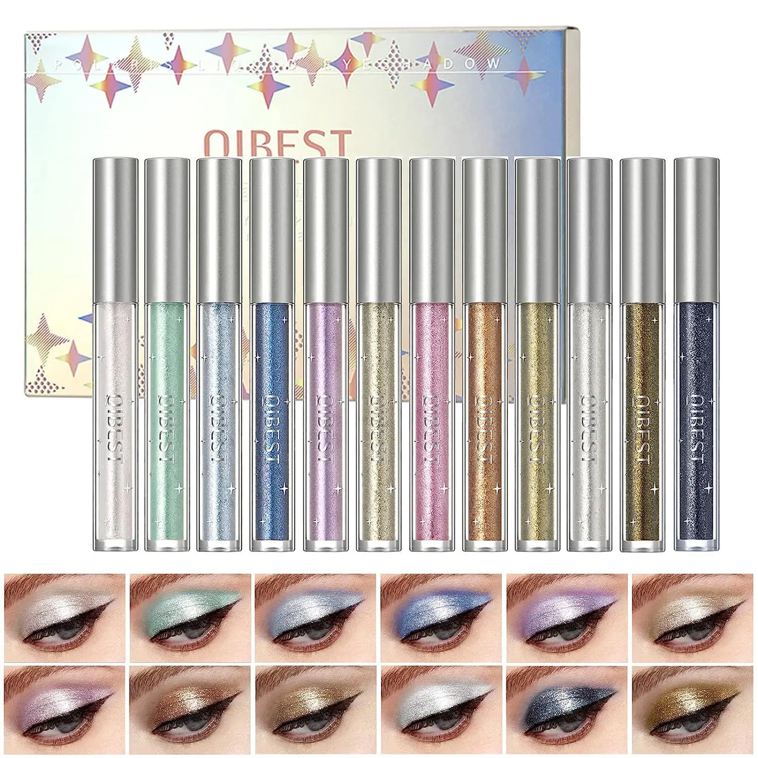 QIBEST Glitter Eyeshadow Set (12 Colors)
