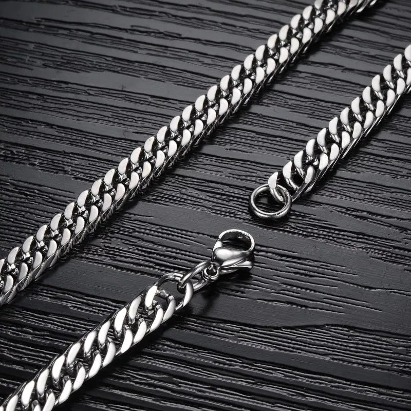 HNSP Stainless Steel Cuban Chain Necklace for Men