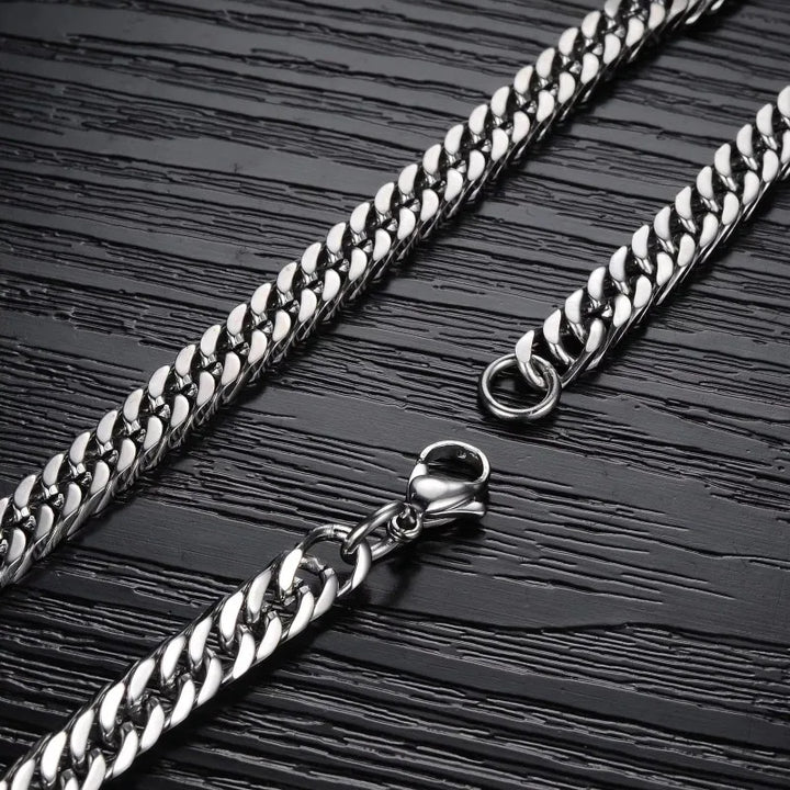 HNSP Stainless Steel Cuban Chain Necklace for Men