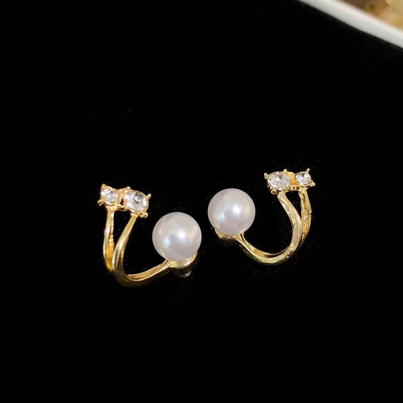 Heart Pearl Stud Earrings