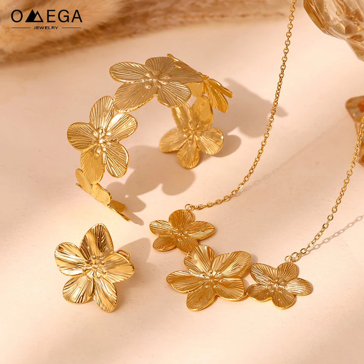 Flower Gold Jewelry Set for Women